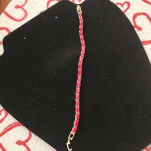 Elegant Gold and Red Bracelet Costume Jewelry